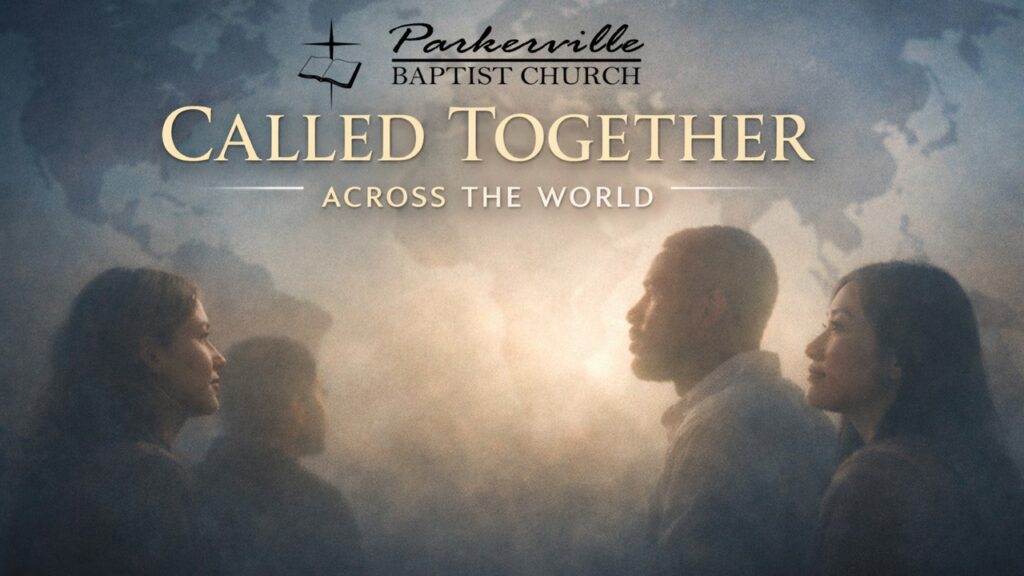 Men and women of different races standing together with an illuminated background. Text reads, "Called Together: Across the World"